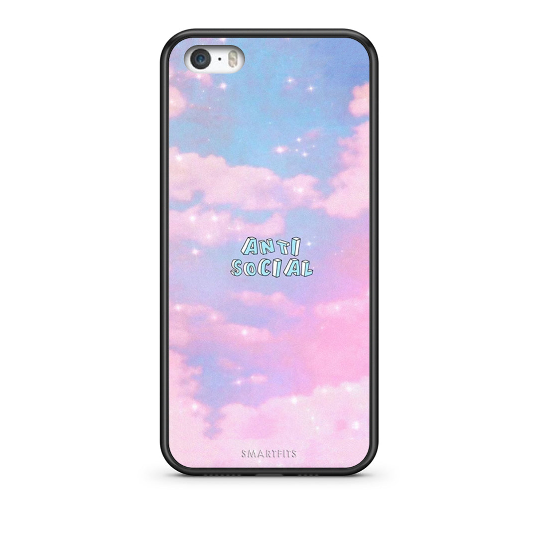 iPhone 5 / 5s / SE Anti Social Θήκη Αγίου Βαλεντίνου από τη Smartfits με σχέδιο στο πίσω μέρος και μαύρο περίβλημα | Smartphone case with colorful back and black bezels by Smartfits
