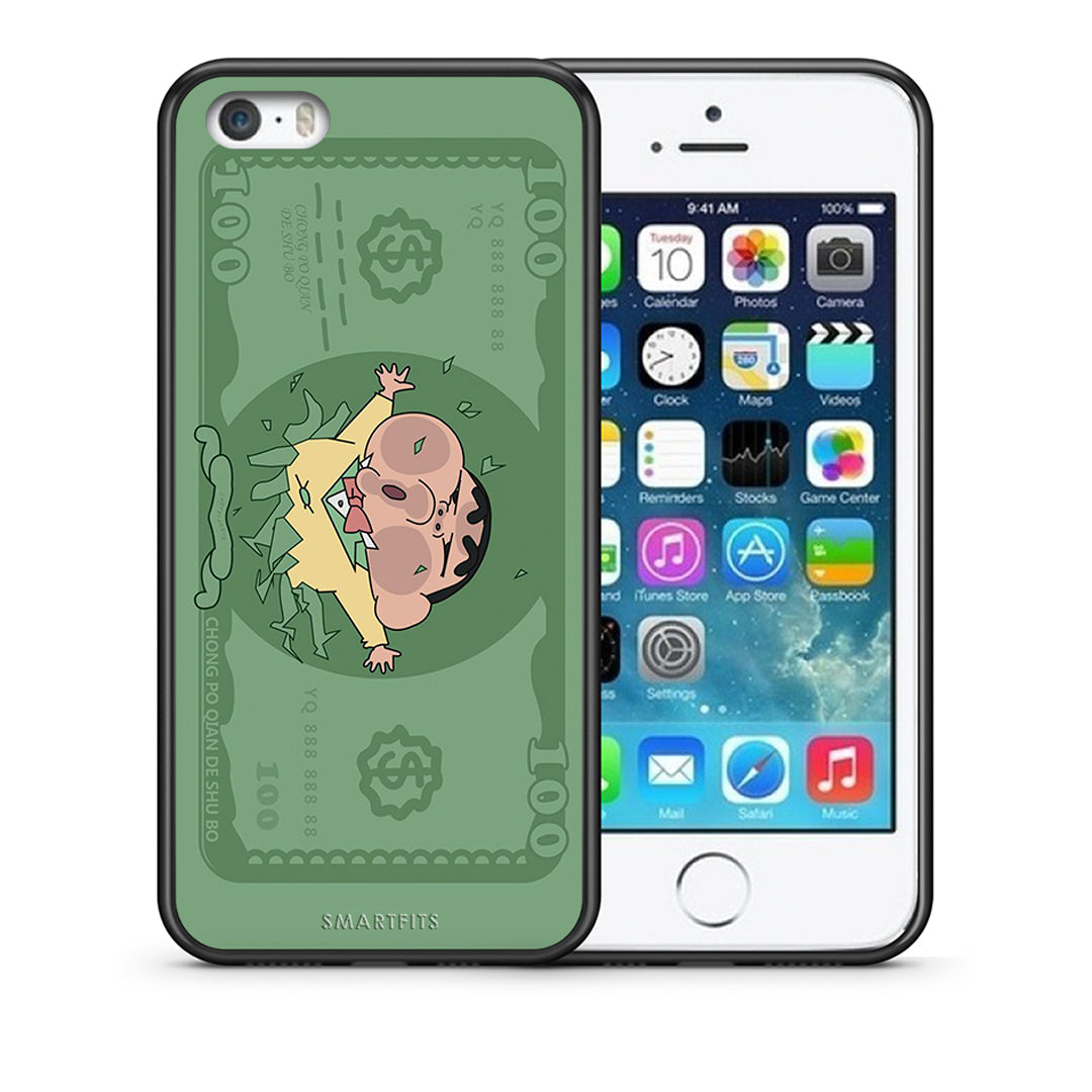 Θήκη Αγίου Βαλεντίνου iPhone 5 / 5s / SE Big Money από τη Smartfits με σχέδιο στο πίσω μέρος και μαύρο περίβλημα | iPhone 5 / 5s / SE Big Money case with colorful back and black bezels