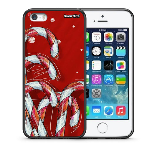 Θήκη iPhone 5/5s/SE Candy Cane από τη Smartfits με σχέδιο στο πίσω μέρος και μαύρο περίβλημα | iPhone 5/5s/SE Candy Cane case with colorful back and black bezels