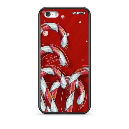 iPhone 5/5s/SE Candy Cane θήκη από τη Smartfits με σχέδιο στο πίσω μέρος και μαύρο περίβλημα | Smartphone case with colorful back and black bezels by Smartfits