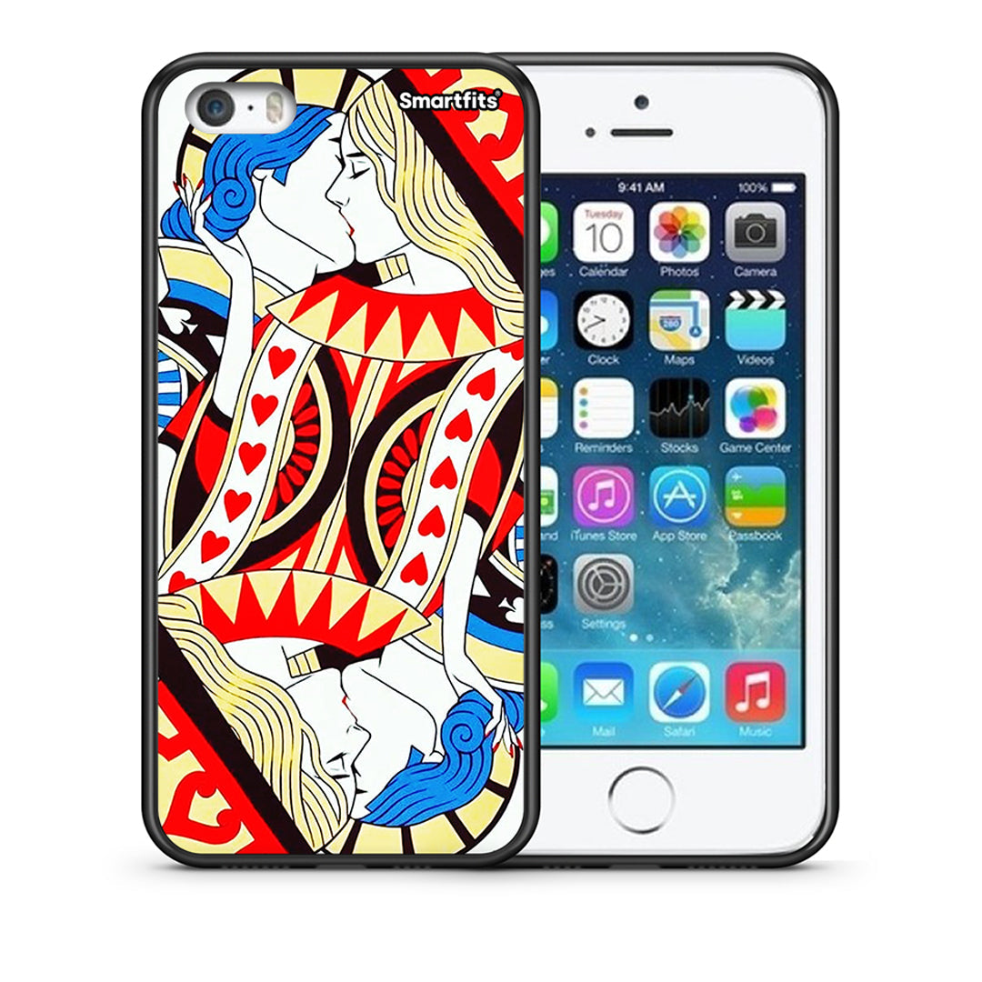 Θήκη iPhone 5/5s/SE Card Love από τη Smartfits με σχέδιο στο πίσω μέρος και μαύρο περίβλημα | iPhone 5/5s/SE Card Love case with colorful back and black bezels