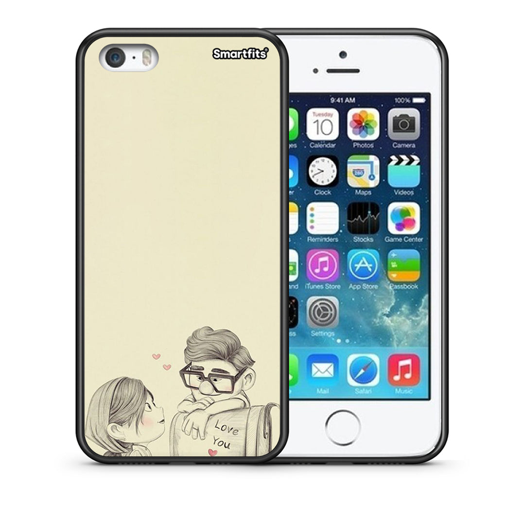 Θήκη iPhone 5/5s/SE Carl And Ellie από τη Smartfits με σχέδιο στο πίσω μέρος και μαύρο περίβλημα | iPhone 5/5s/SE Carl And Ellie case with colorful back and black bezels