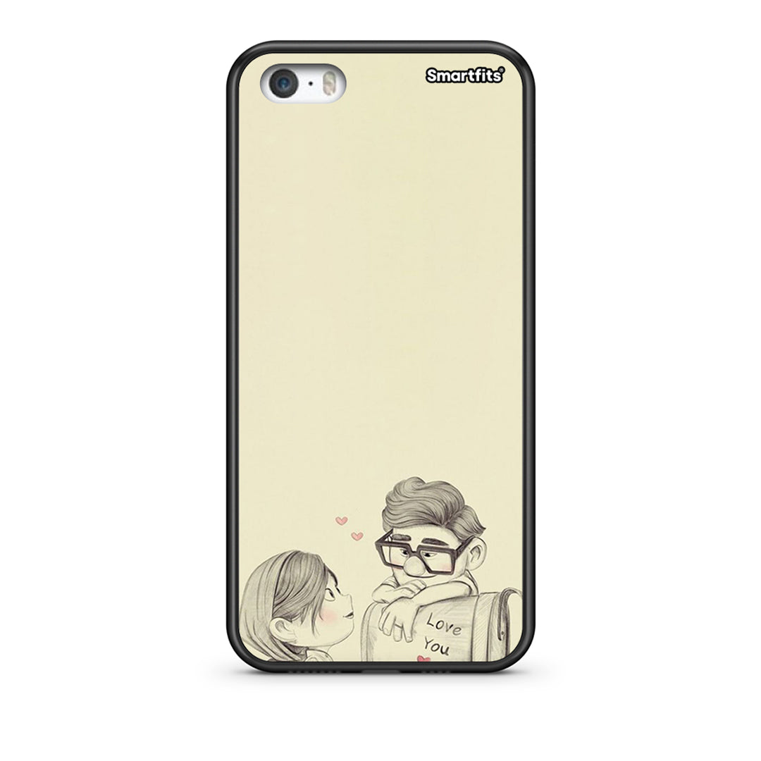 iPhone 5/5s/SE Carl And Ellie θήκη από τη Smartfits με σχέδιο στο πίσω μέρος και μαύρο περίβλημα | Smartphone case with colorful back and black bezels by Smartfits
