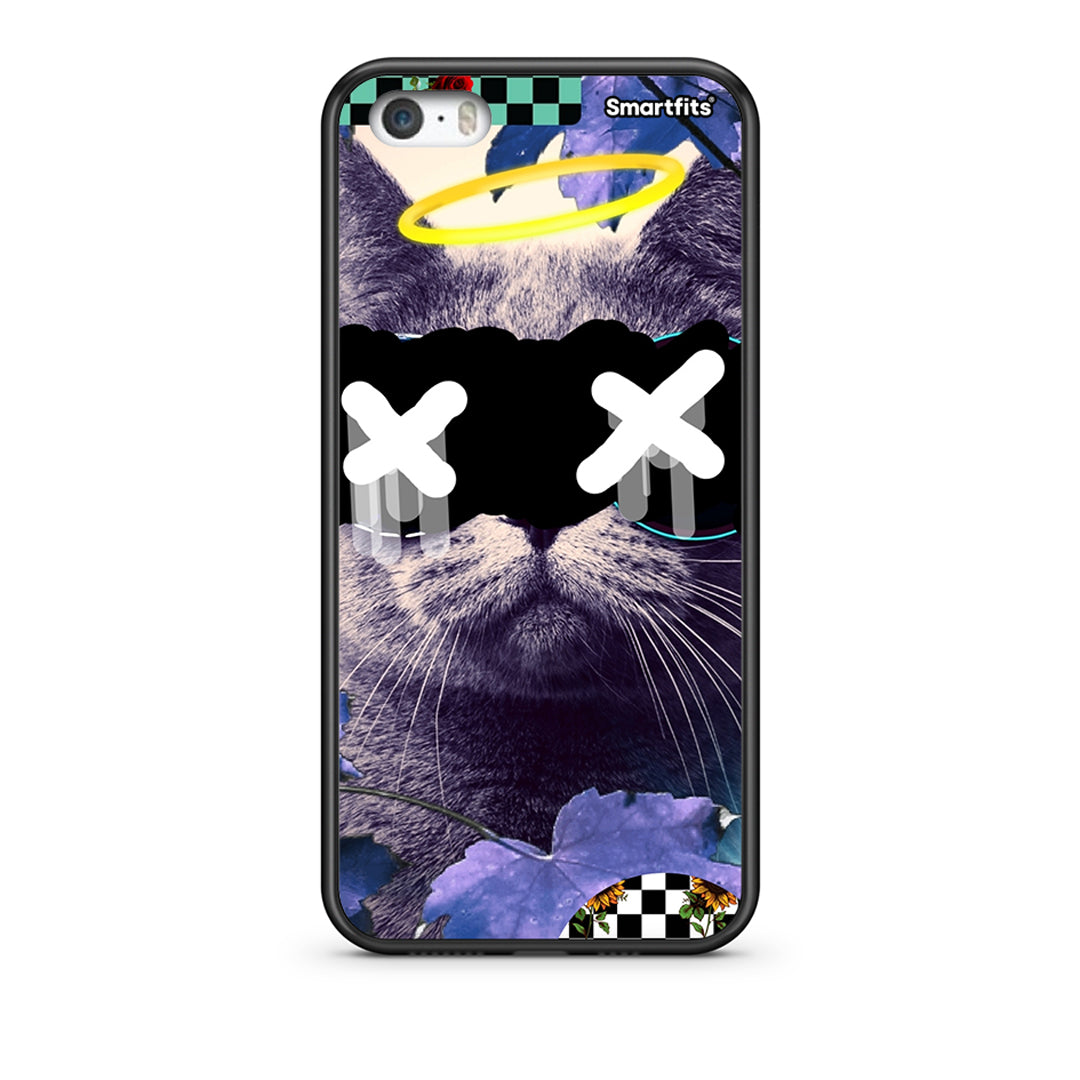 iPhone 5/5s/SE Cat Collage θήκη από τη Smartfits με σχέδιο στο πίσω μέρος και μαύρο περίβλημα | Smartphone case with colorful back and black bezels by Smartfits