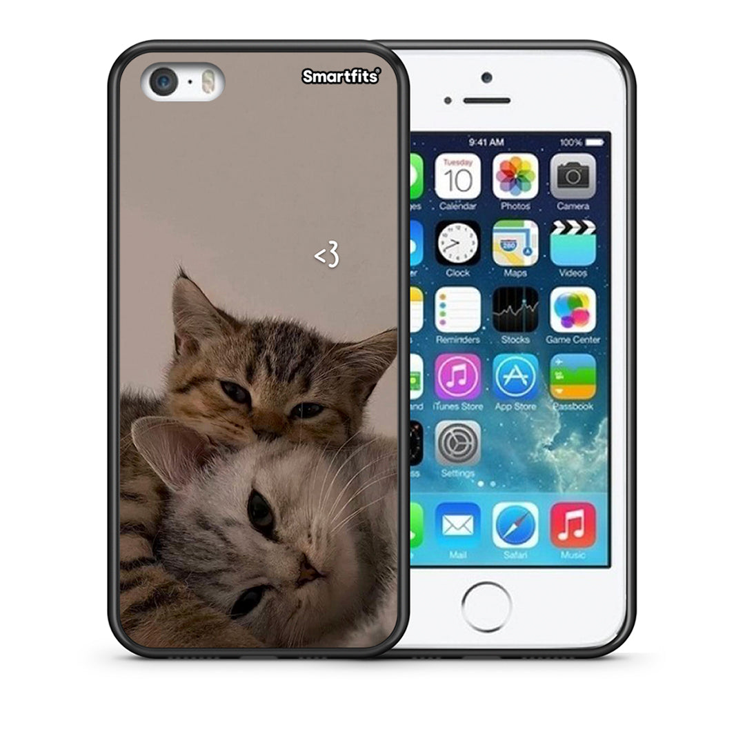 Θήκη iPhone 5 / 5s / SE Cats In Love από τη Smartfits με σχέδιο στο πίσω μέρος και μαύρο περίβλημα | iPhone 5 / 5s / SE Cats In Love case with colorful back and black bezels