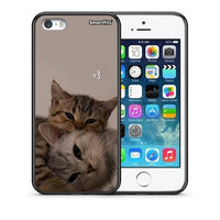 Thumbnail for Θήκη iPhone 5 / 5s / SE Cats In Love από τη Smartfits με σχέδιο στο πίσω μέρος και μαύρο περίβλημα | iPhone 5 / 5s / SE Cats In Love case with colorful back and black bezels