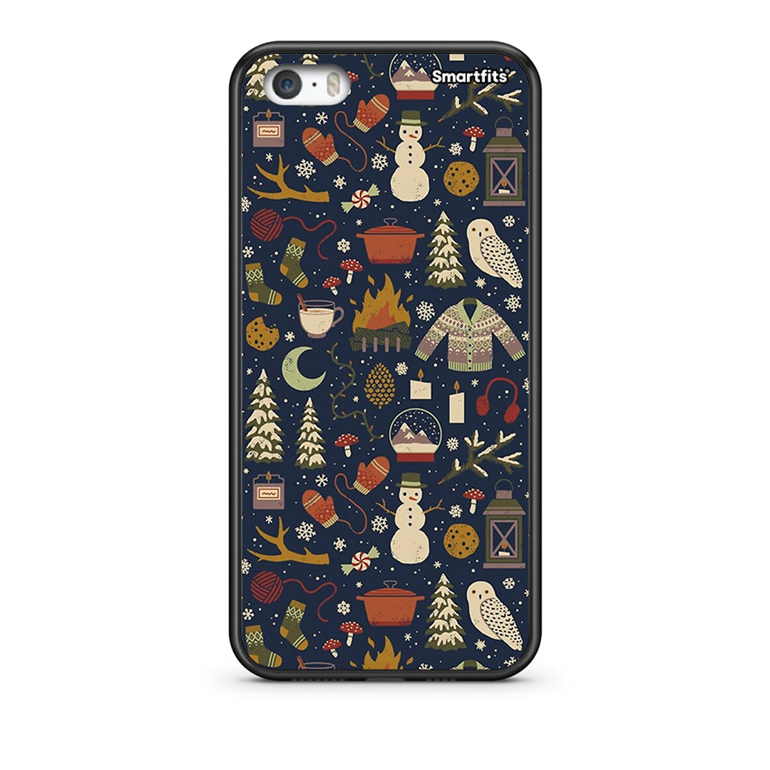 iPhone 5/5s/SE Christmas Elements θήκη από τη Smartfits με σχέδιο στο πίσω μέρος και μαύρο περίβλημα | Smartphone case with colorful back and black bezels by Smartfits