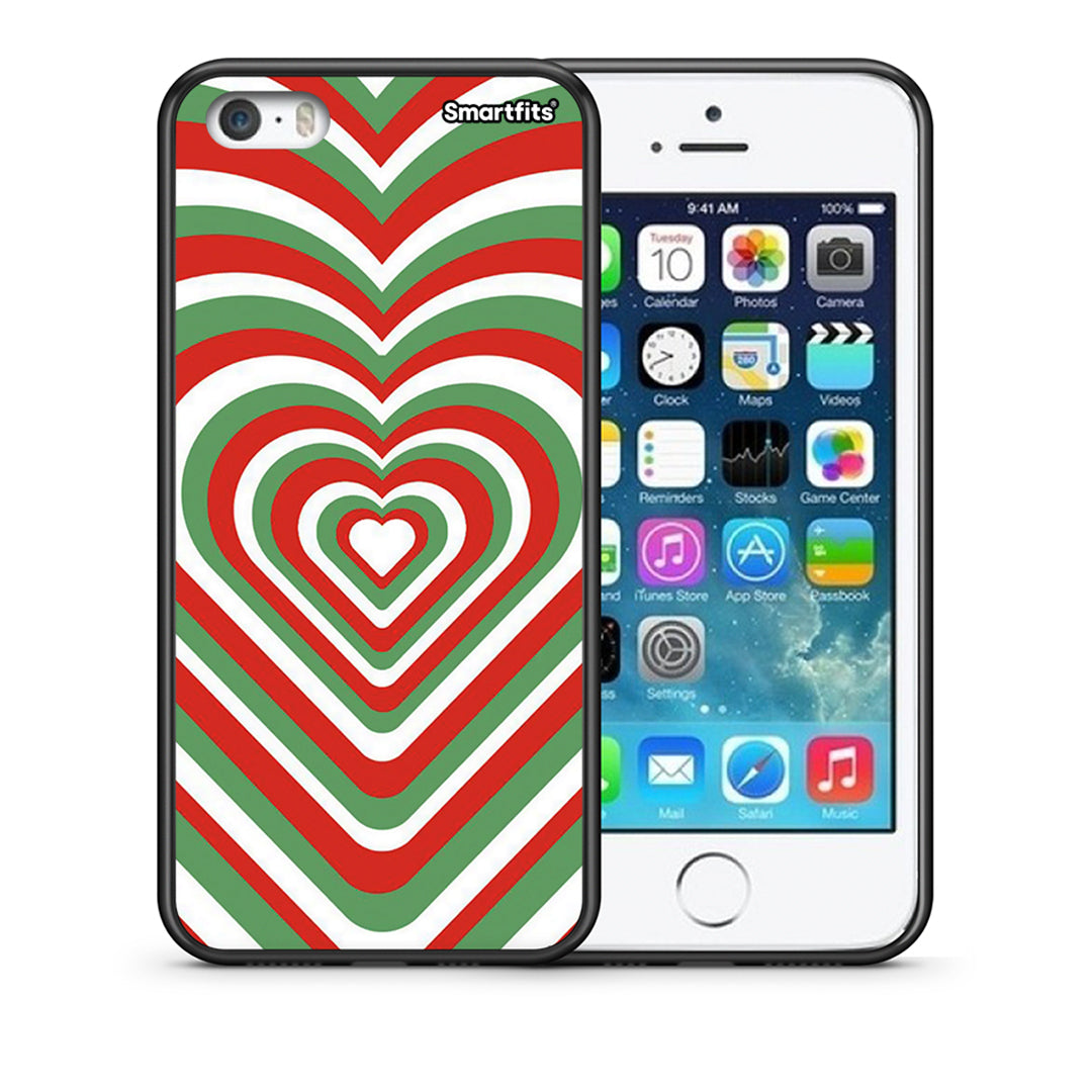 Θήκη iPhone 5/5s/SE Christmas Hearts από τη Smartfits με σχέδιο στο πίσω μέρος και μαύρο περίβλημα | iPhone 5/5s/SE Christmas Hearts case with colorful back and black bezels