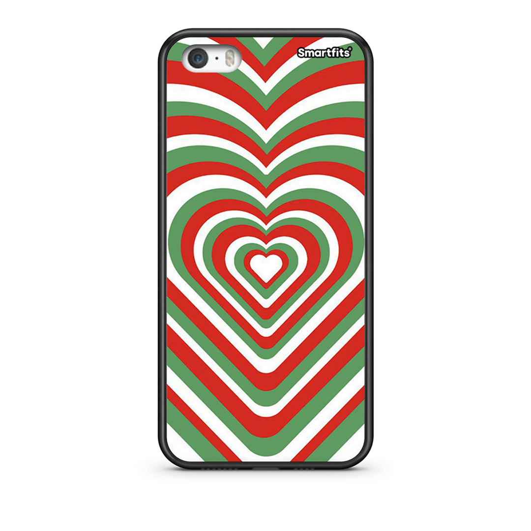 iPhone 5/5s/SE Christmas Hearts θήκη από τη Smartfits με σχέδιο στο πίσω μέρος και μαύρο περίβλημα | Smartphone case with colorful back and black bezels by Smartfits