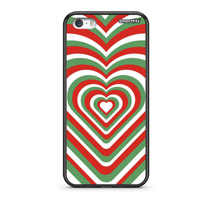 iPhone 5/5s/SE Christmas Hearts θήκη από τη Smartfits με σχέδιο στο πίσω μέρος και μαύρο περίβλημα | Smartphone case with colorful back and black bezels by Smartfits