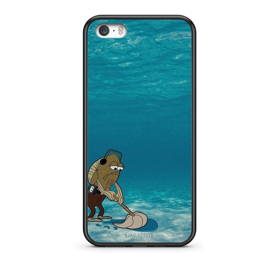 iPhone 5 / 5s / SE Clean The Ocean Θήκη από τη Smartfits με σχέδιο στο πίσω μέρος και μαύρο περίβλημα | Smartphone case with colorful back and black bezels by Smartfits