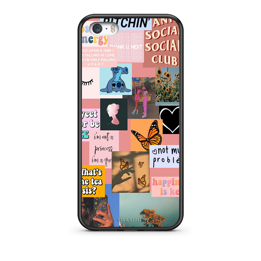 iPhone 5 / 5s / SE Collage Bitchin Θήκη Αγίου Βαλεντίνου από τη Smartfits με σχέδιο στο πίσω μέρος και μαύρο περίβλημα | Smartphone case with colorful back and black bezels by Smartfits