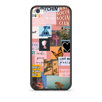 iPhone 5 / 5s / SE Collage Bitchin Θήκη Αγίου Βαλεντίνου από τη Smartfits με σχέδιο στο πίσω μέρος και μαύρο περίβλημα | Smartphone case with colorful back and black bezels by Smartfits