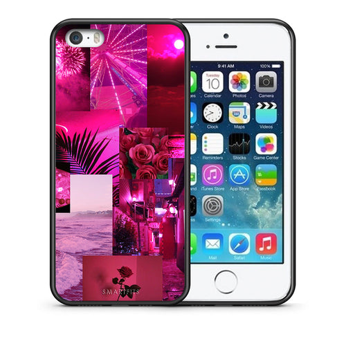 Θήκη Αγίου Βαλεντίνου iPhone 5 / 5s / SE Collage Red Roses από τη Smartfits με σχέδιο στο πίσω μέρος και μαύρο περίβλημα | iPhone 5 / 5s / SE Collage Red Roses case with colorful back and black bezels