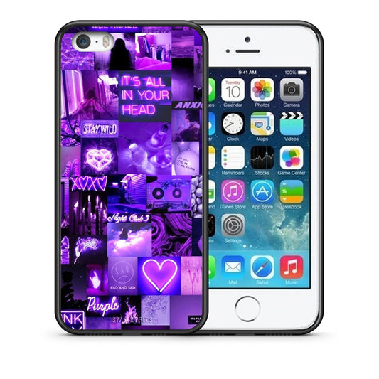 Θήκη Αγίου Βαλεντίνου iPhone 5 / 5s / SE Collage Stay Wild από τη Smartfits με σχέδιο στο πίσω μέρος και μαύρο περίβλημα | iPhone 5 / 5s / SE Collage Stay Wild case with colorful back and black bezels