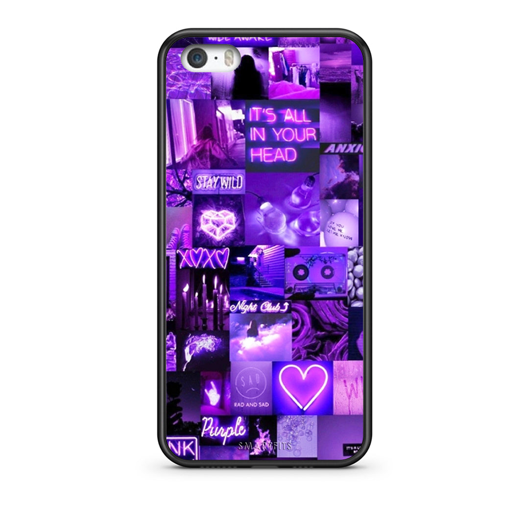 iPhone 5 / 5s / SE Collage Stay Wild Θήκη Αγίου Βαλεντίνου από τη Smartfits με σχέδιο στο πίσω μέρος και μαύρο περίβλημα | Smartphone case with colorful back and black bezels by Smartfits