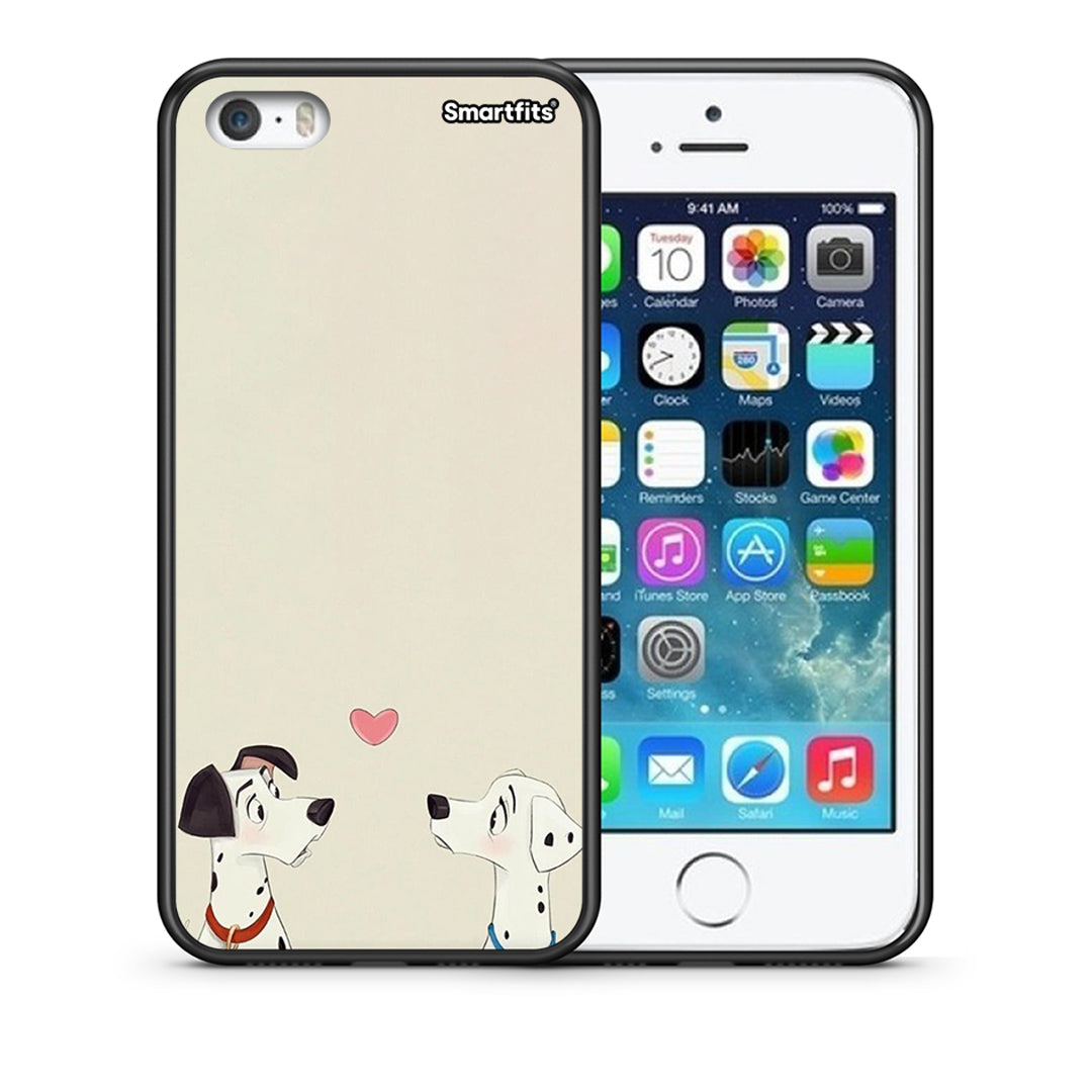 Θήκη iPhone 5/5s/SE Dalmatians Love από τη Smartfits με σχέδιο στο πίσω μέρος και μαύρο περίβλημα | iPhone 5/5s/SE Dalmatians Love case with colorful back and black bezels