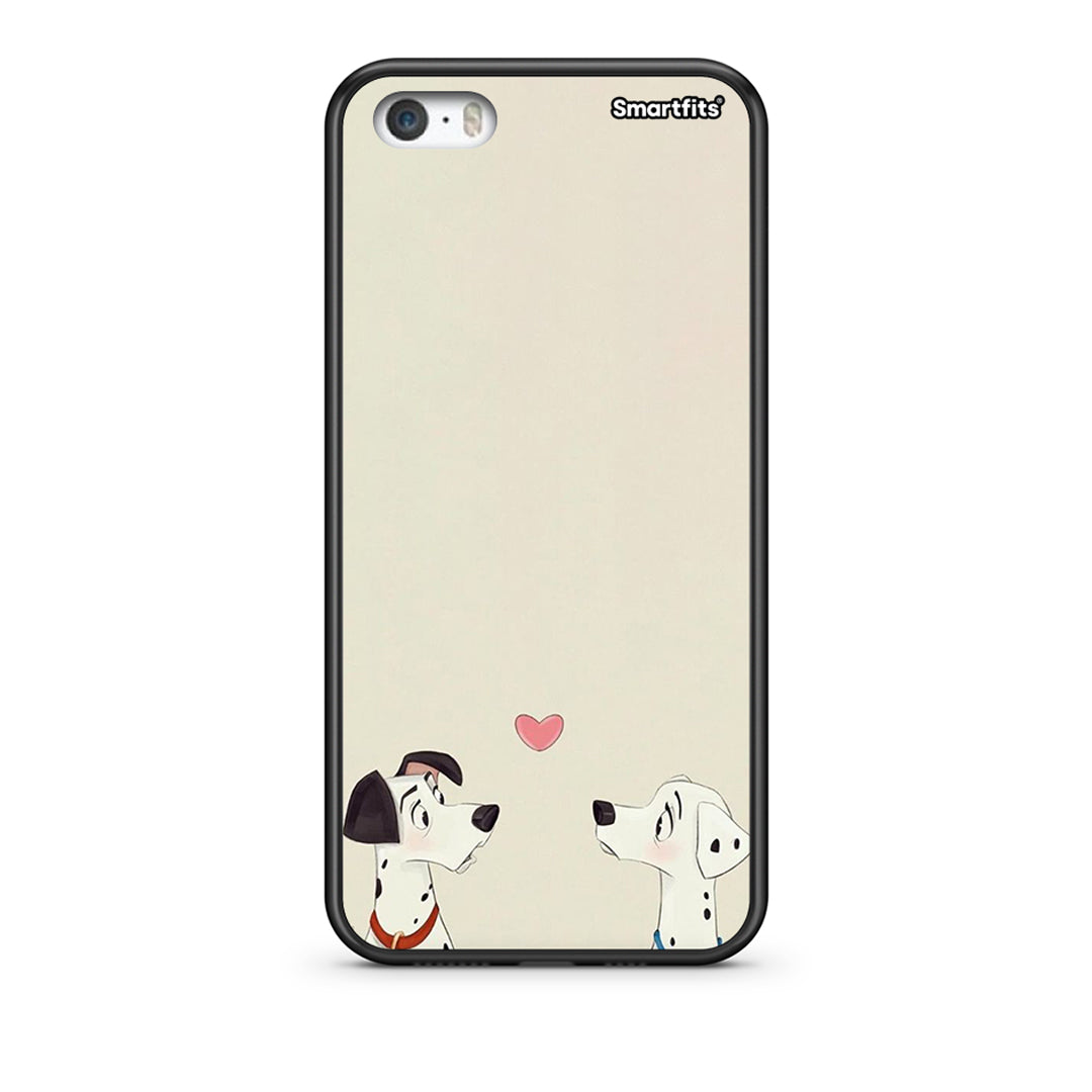 iPhone 5/5s/SE Dalmatians Love θήκη από τη Smartfits με σχέδιο στο πίσω μέρος και μαύρο περίβλημα | Smartphone case with colorful back and black bezels by Smartfits