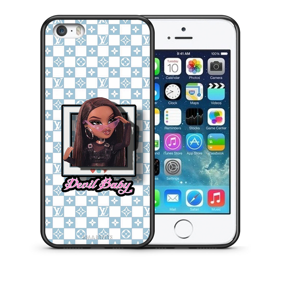 Θήκη Αγίου Βαλεντίνου iPhone 5 / 5s / SE Devil Baby από τη Smartfits με σχέδιο στο πίσω μέρος και μαύρο περίβλημα | iPhone 5 / 5s / SE Devil Baby case with colorful back and black bezels