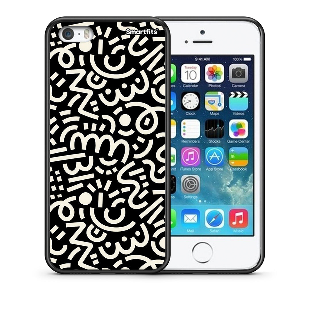 Θήκη iPhone 5 / 5s / SE Doodle Art από τη Smartfits με σχέδιο στο πίσω μέρος και μαύρο περίβλημα | iPhone 5 / 5s / SE Doodle Art case with colorful back and black bezels