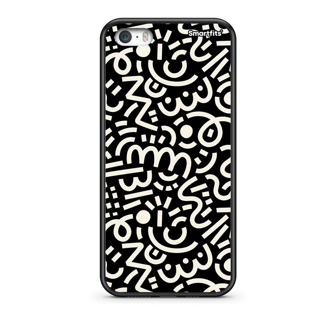 iPhone 5 / 5s / SE Doodle Art Θήκη από τη Smartfits με σχέδιο στο πίσω μέρος και μαύρο περίβλημα | Smartphone case with colorful back and black bezels by Smartfits