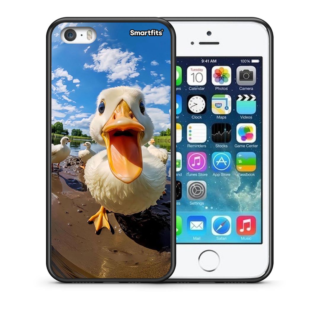 Θήκη iPhone 5/5s/SE Duck Face από τη Smartfits με σχέδιο στο πίσω μέρος και μαύρο περίβλημα | iPhone 5/5s/SE Duck Face case with colorful back and black bezels