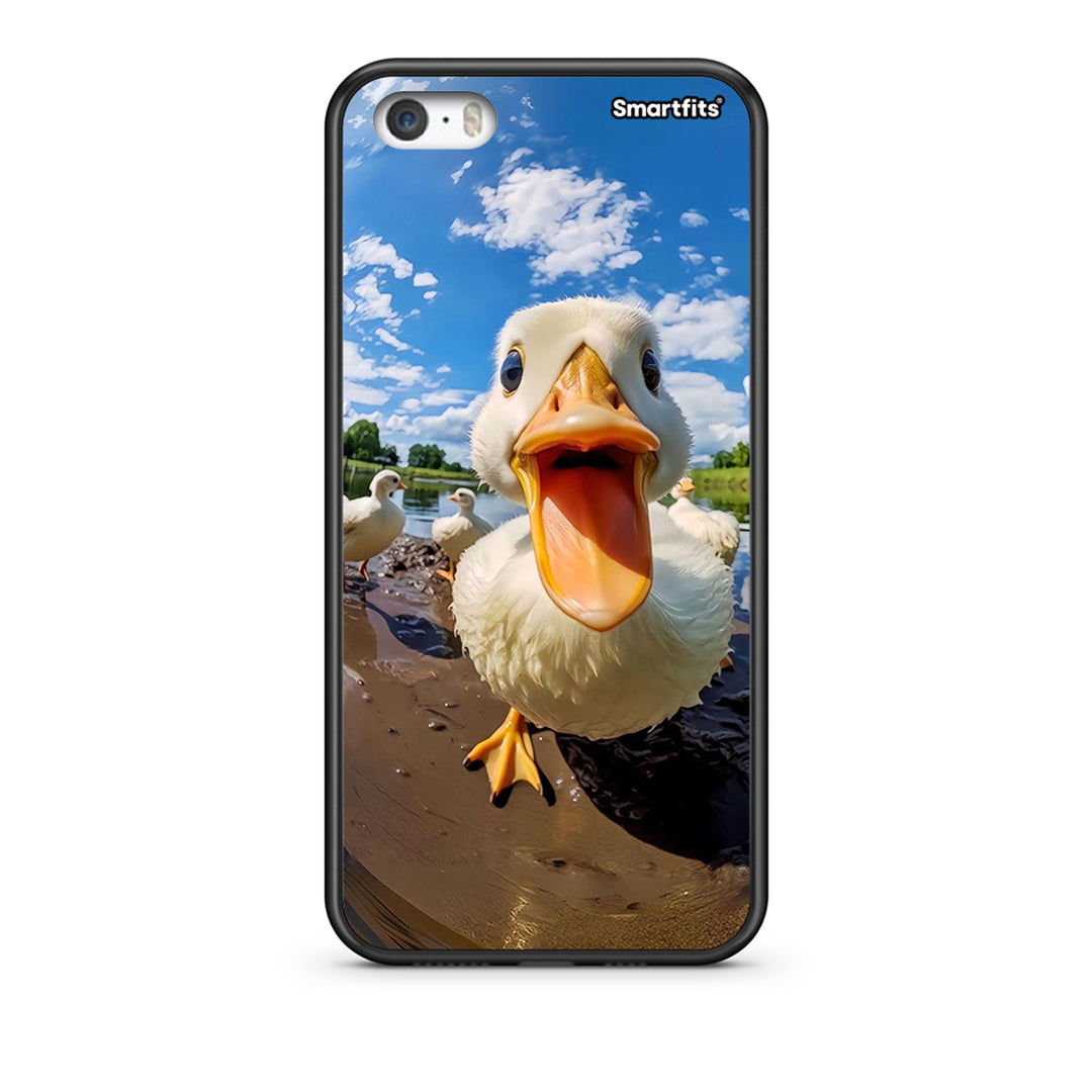 iPhone 5/5s/SE Duck Face θήκη από τη Smartfits με σχέδιο στο πίσω μέρος και μαύρο περίβλημα | Smartphone case with colorful back and black bezels by Smartfits