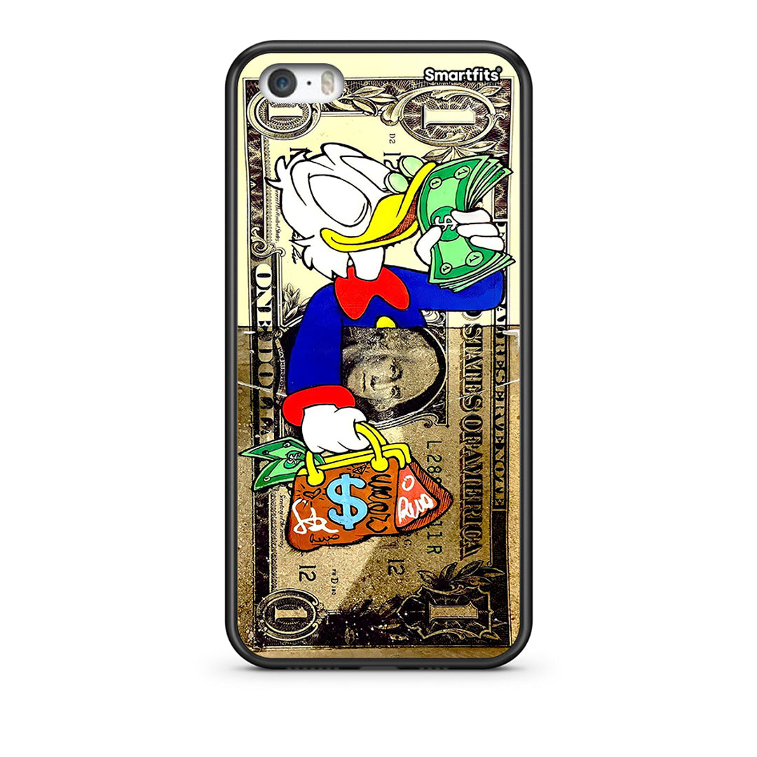 iPhone 5 / 5s / SE Duck Money Θήκη από τη Smartfits με σχέδιο στο πίσω μέρος και μαύρο περίβλημα | Smartphone case with colorful back and black bezels by Smartfits