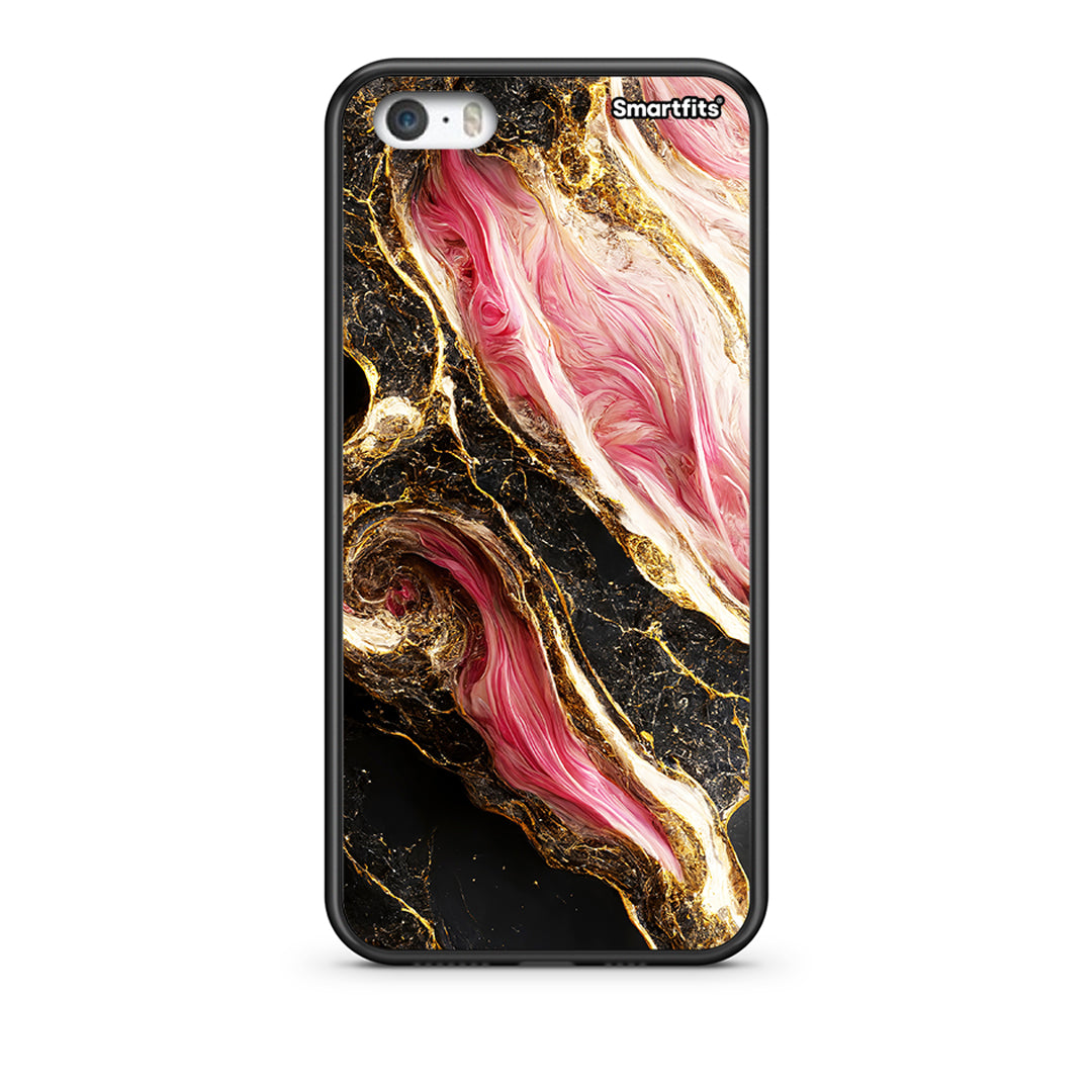 iPhone 5/5s/SE Glamorous Pink Marble θήκη από τη Smartfits με σχέδιο στο πίσω μέρος και μαύρο περίβλημα | Smartphone case with colorful back and black bezels by Smartfits