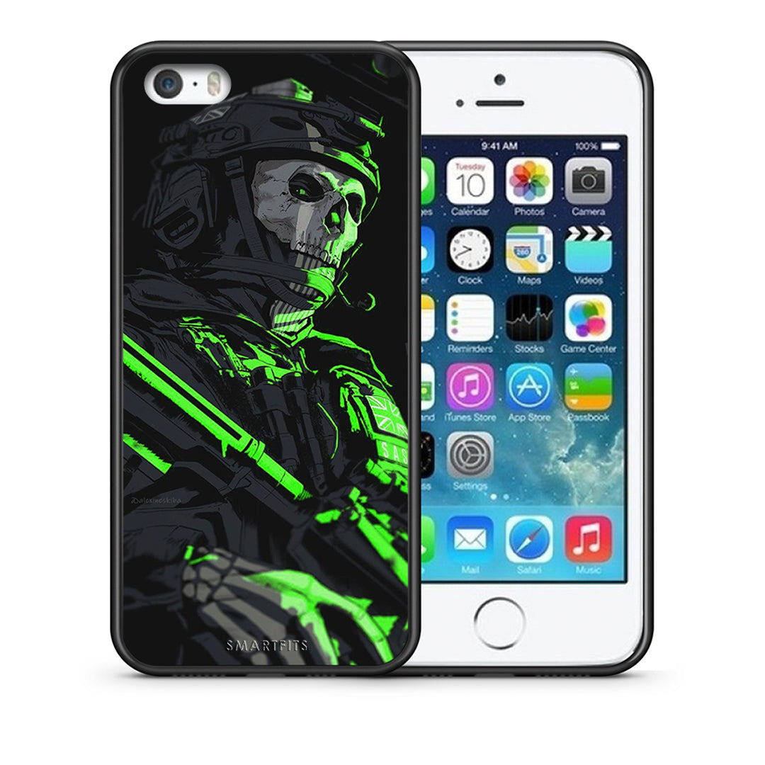 Θήκη Αγίου Βαλεντίνου iPhone 5 / 5s / SE Green Soldier από τη Smartfits με σχέδιο στο πίσω μέρος και μαύρο περίβλημα | iPhone 5 / 5s / SE Green Soldier case with colorful back and black bezels