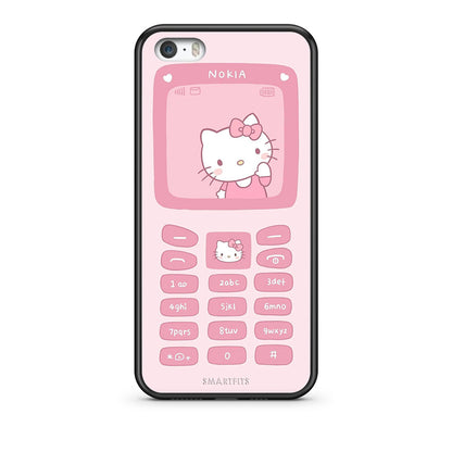 iPhone 5 / 5s / SE Hello Kitten Θήκη Αγίου Βαλεντίνου από τη Smartfits με σχέδιο στο πίσω μέρος και μαύρο περίβλημα | Smartphone case with colorful back and black bezels by Smartfits