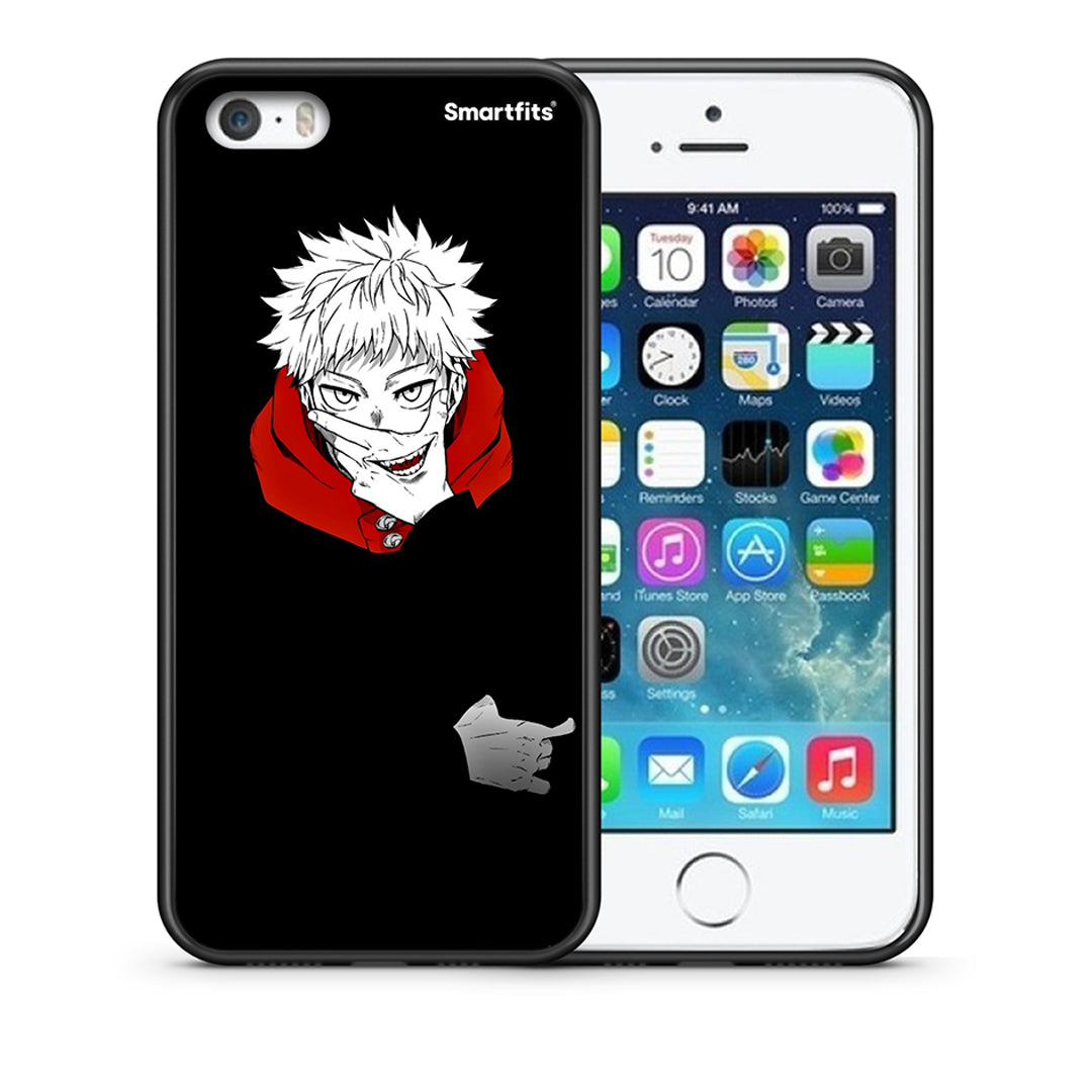 Θήκη iPhone 5/5s/SE Itadori Anime από τη Smartfits με σχέδιο στο πίσω μέρος και μαύρο περίβλημα | iPhone 5/5s/SE Itadori Anime case with colorful back and black bezels