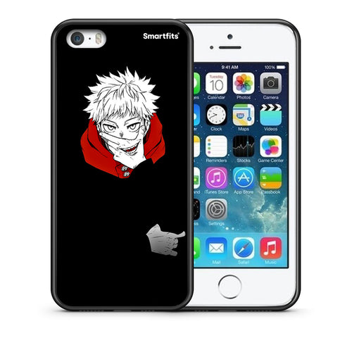 Θήκη iPhone 5/5s/SE Itadori Anime από τη Smartfits με σχέδιο στο πίσω μέρος και μαύρο περίβλημα | iPhone 5/5s/SE Itadori Anime case with colorful back and black bezels