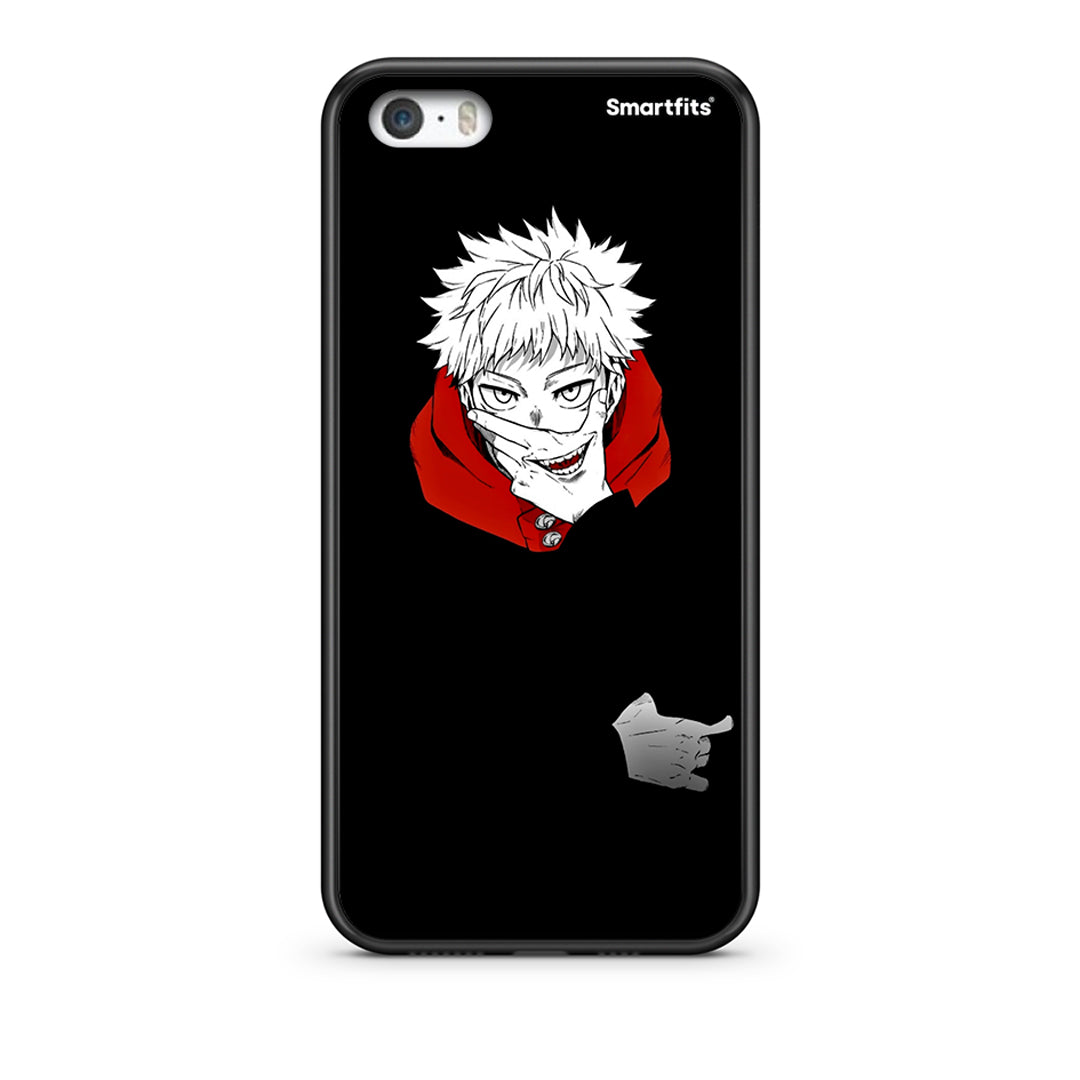 iPhone 5/5s/SE Itadori Anime θήκη από τη Smartfits με σχέδιο στο πίσω μέρος και μαύρο περίβλημα | Smartphone case with colorful back and black bezels by Smartfits