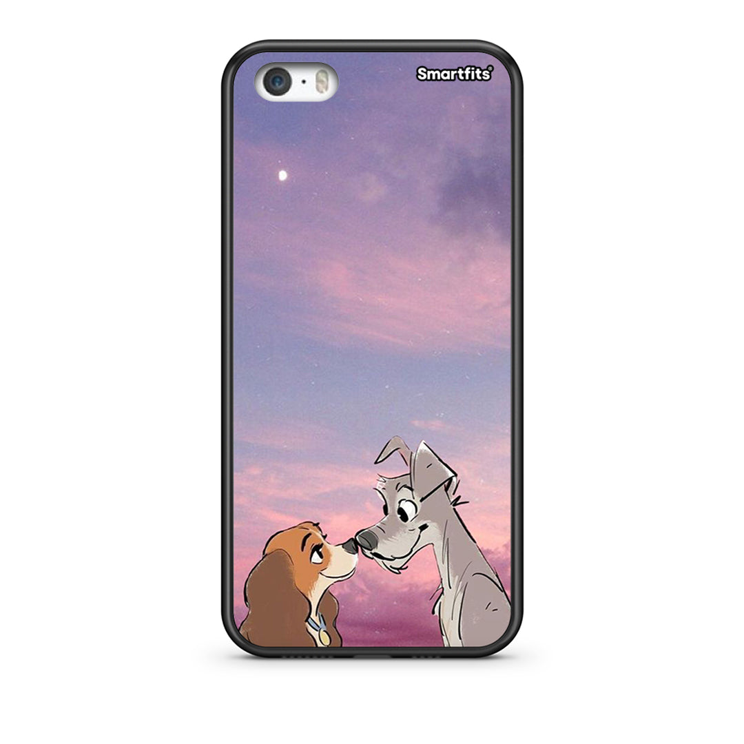 iPhone 5/5s/SE Lady And Tramp θήκη από τη Smartfits με σχέδιο στο πίσω μέρος και μαύρο περίβλημα | Smartphone case with colorful back and black bezels by Smartfits