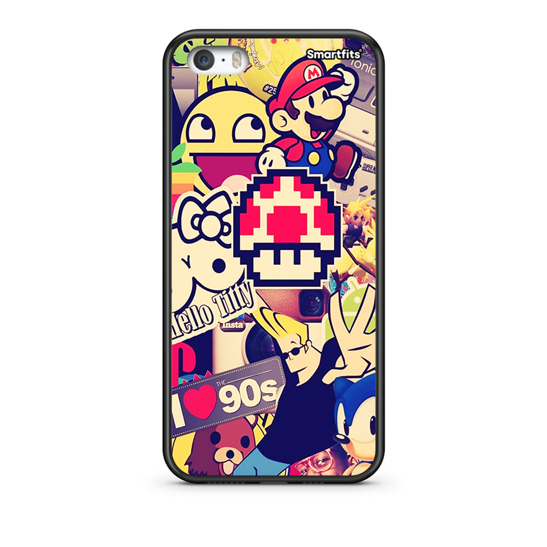 iPhone 5/5s/SE Love The 90s θήκη από τη Smartfits με σχέδιο στο πίσω μέρος και μαύρο περίβλημα | Smartphone case with colorful back and black bezels by Smartfits