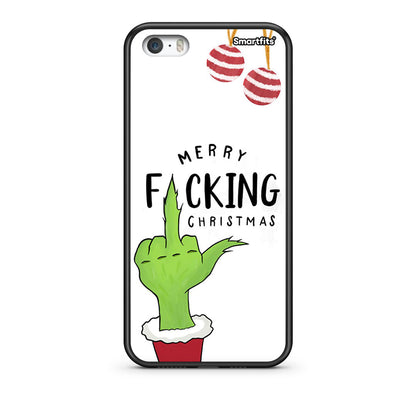 iPhone 5/5s/SE Merry F Xmas θήκη από τη Smartfits με σχέδιο στο πίσω μέρος και μαύρο περίβλημα | Smartphone case with colorful back and black bezels by Smartfits