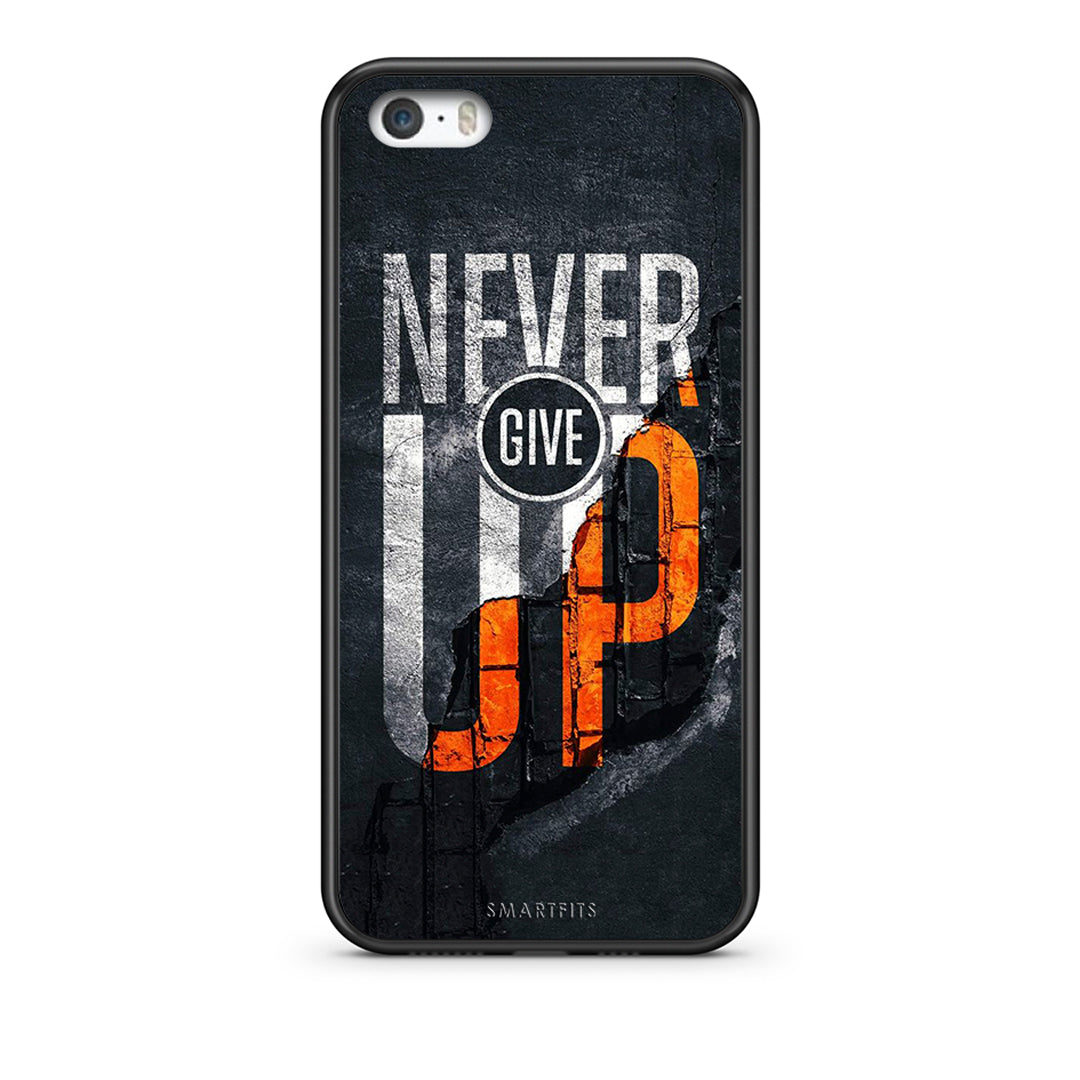iPhone 5 / 5s / SE Never Give Up Θήκη Αγίου Βαλεντίνου από τη Smartfits με σχέδιο στο πίσω μέρος και μαύρο περίβλημα | Smartphone case with colorful back and black bezels by Smartfits