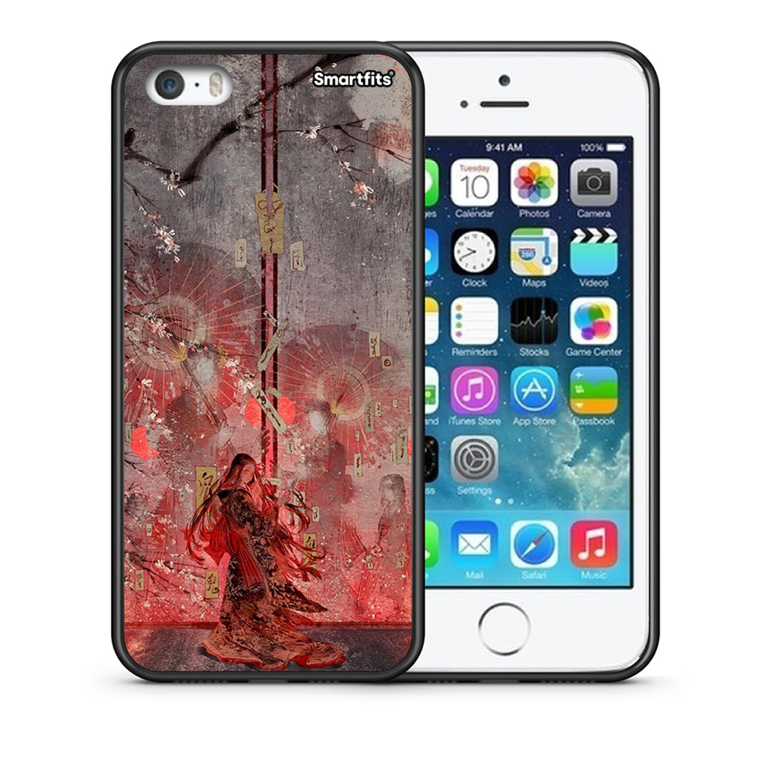 Θήκη iPhone 5/5s/SE Nezuko Kamado από τη Smartfits με σχέδιο στο πίσω μέρος και μαύρο περίβλημα | iPhone 5/5s/SE Nezuko Kamado case with colorful back and black bezels