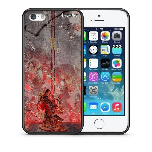 Θήκη iPhone 5/5s/SE Nezuko Kamado από τη Smartfits με σχέδιο στο πίσω μέρος και μαύρο περίβλημα | iPhone 5/5s/SE Nezuko Kamado case with colorful back and black bezels