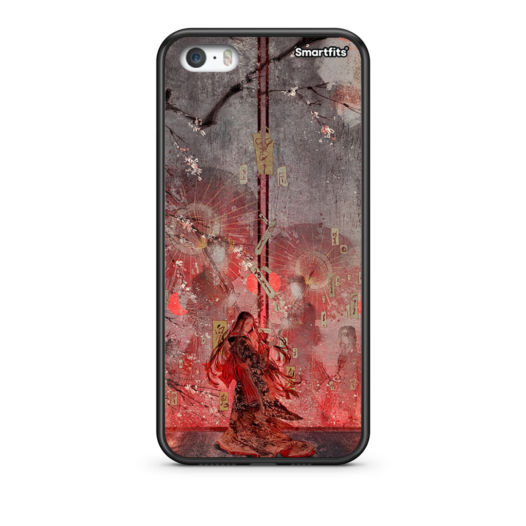 iPhone 5/5s/SE Nezuko Kamado θήκη από τη Smartfits με σχέδιο στο πίσω μέρος και μαύρο περίβλημα | Smartphone case with colorful back and black bezels by Smartfits