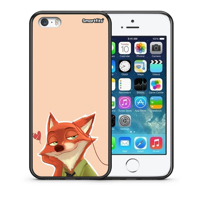 Θήκη iPhone 5/5s/SE Nick Wilde And Judy Hopps Love 1 από τη Smartfits με σχέδιο στο πίσω μέρος και μαύρο περίβλημα | iPhone 5/5s/SE Nick Wilde And Judy Hopps Love 1 case with colorful back and black bezels