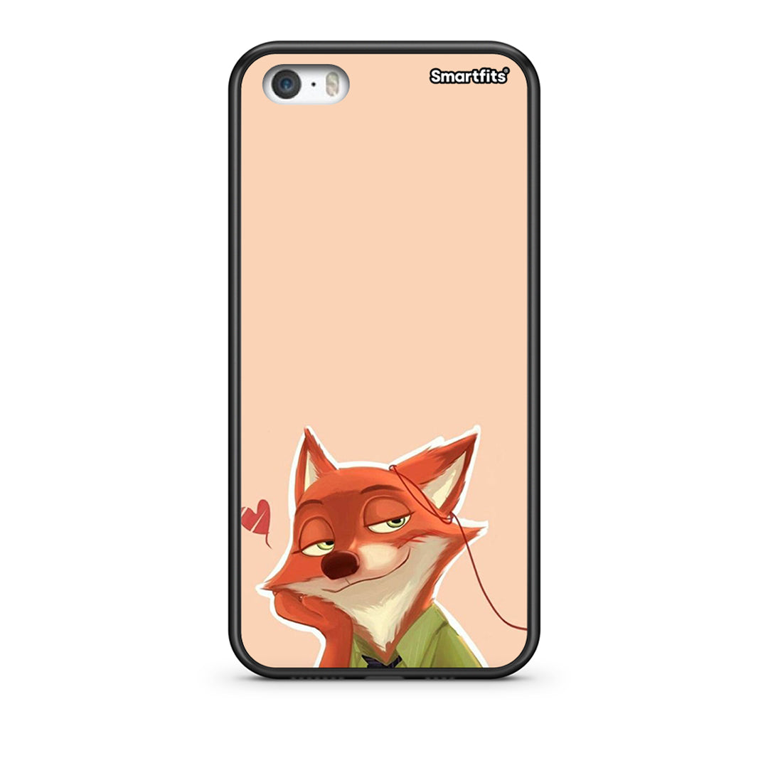 iPhone 5/5s/SE Nick Wilde And Judy Hopps Love 1 θήκη από τη Smartfits με σχέδιο στο πίσω μέρος και μαύρο περίβλημα | Smartphone case with colorful back and black bezels by Smartfits