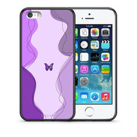 Thumbnail for Θήκη Αγίου Βαλεντίνου iPhone 5 / 5s / SE Purple Mariposa από τη Smartfits με σχέδιο στο πίσω μέρος και μαύρο περίβλημα | iPhone 5 / 5s / SE Purple Mariposa case with colorful back and black bezels