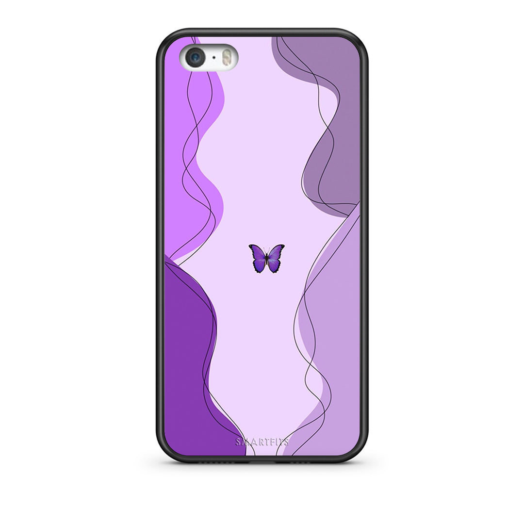 iPhone 5 / 5s / SE Purple Mariposa Θήκη Αγίου Βαλεντίνου από τη Smartfits με σχέδιο στο πίσω μέρος και μαύρο περίβλημα | Smartphone case with colorful back and black bezels by Smartfits