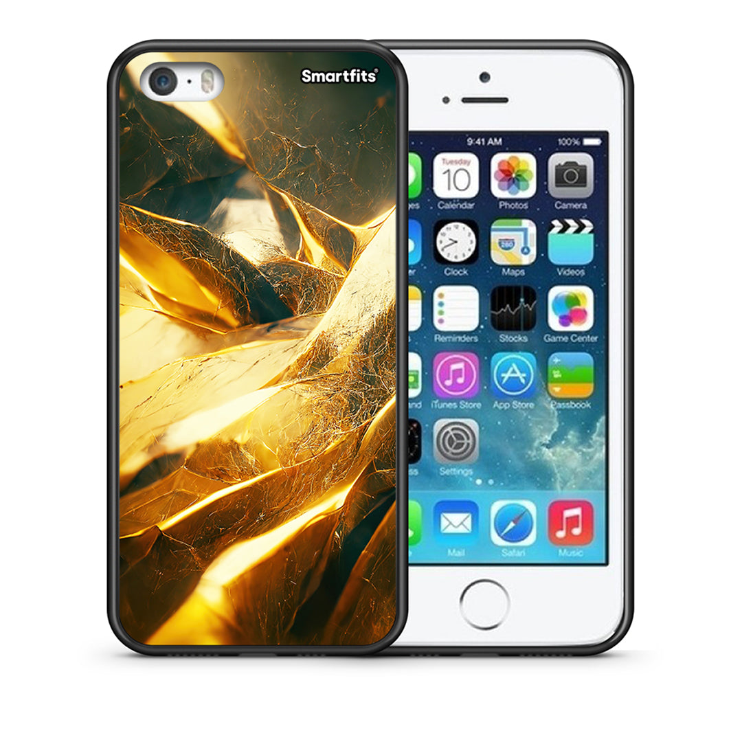 Θήκη iPhone 5/5s/SE Real Gold από τη Smartfits με σχέδιο στο πίσω μέρος και μαύρο περίβλημα | iPhone 5/5s/SE Real Gold case with colorful back and black bezels