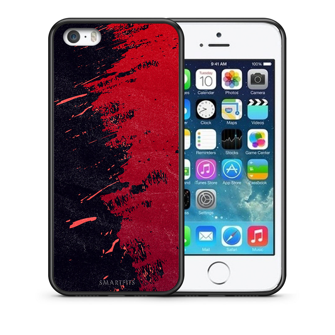 Θήκη Αγίου Βαλεντίνου iPhone 5 / 5s / SE Red Paint από τη Smartfits με σχέδιο στο πίσω μέρος και μαύρο περίβλημα | iPhone 5 / 5s / SE Red Paint case with colorful back and black bezels