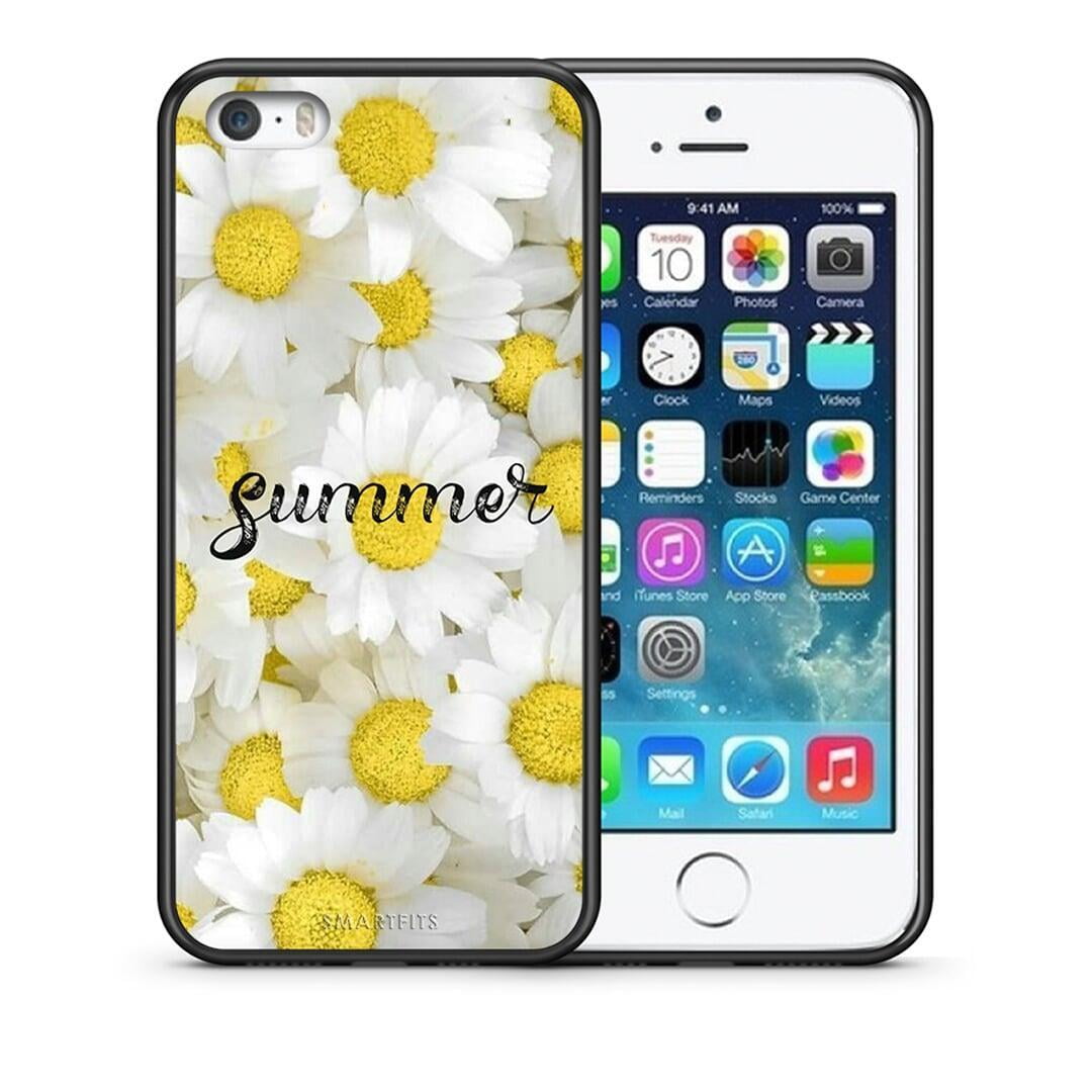Θήκη iPhone 5 / 5s / SE Summer Daisies από τη Smartfits με σχέδιο στο πίσω μέρος και μαύρο περίβλημα | iPhone 5 / 5s / SE Summer Daisies case with colorful back and black bezels