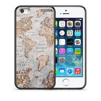 Thumbnail for Θήκη iPhone 5 / 5s / SE World Map από τη Smartfits με σχέδιο στο πίσω μέρος και μαύρο περίβλημα | iPhone 5 / 5s / SE World Map case with colorful back and black bezels