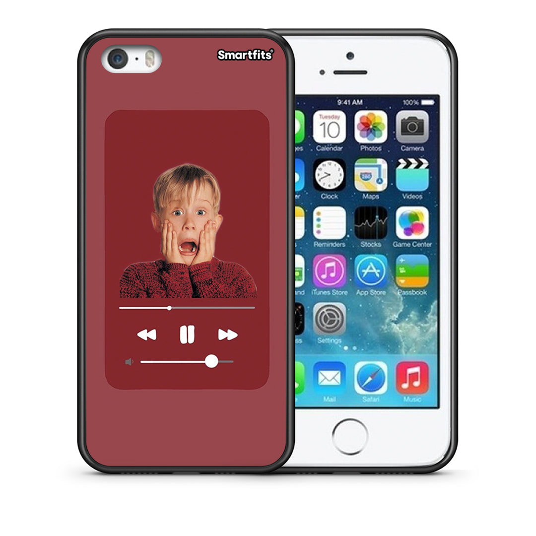 Θήκη iPhone 5/5s/SE Xmas Alone Music από τη Smartfits με σχέδιο στο πίσω μέρος και μαύρο περίβλημα | iPhone 5/5s/SE Xmas Alone Music case with colorful back and black bezels